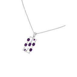 JOBO Kette mit Anhänger 7 Amethyst-Cabochons und 7 Zirkonia, 925 Silber 45 cm