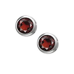 JOBO Paar Ohrstecker Ohrringe mit Granat, 925 Silber