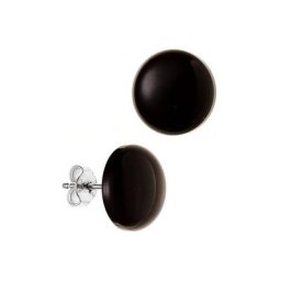 JOBO Paar Ohrstecker Ohrringe mit Onyx, rund 925 Silber