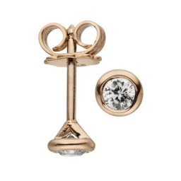 JOBO Paar Ohrstecker Solitär Diamanten Brillanten 0,14 ct., 585 Roségold