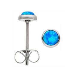 JOBO Paar Ohrstecker Ohrringe 5 mm, Edelstahl mit synthetischem Opal blau