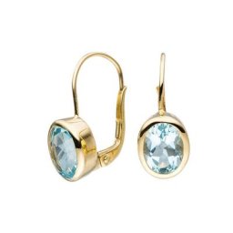 JOBO Paar Ohrhänger Ohrringe mit Blautopas, oval 333 Gold mit Blautopas