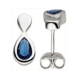 JOBO Paar Ohrstecker Tropfen, 925 Silber mit blauen Glassteinen