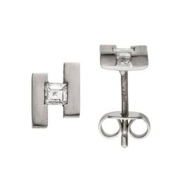 JOBO Paar Ohrstecker, 950 Platin mit 2 Diamanten im Caree-Schliff