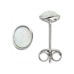 JOBO Paar Ohrstecker, 925 Silber mit Opal-Imitation oval