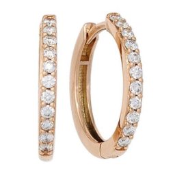 JOBO Paar Creolen Schmale Ohrringe 16 mm mit 22 Diamanten, 585 Roségold