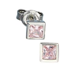 JOBO Paar Ohrstecker Quadratische Ohrhänger mit Zirkonia, 925 Silber