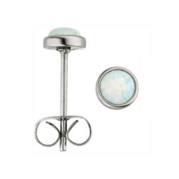 JOBO Paar Ohrstecker Ohrringe 5 mm, Edelstahl mit synthetischem Opal