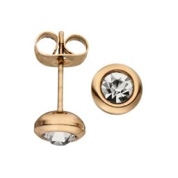 JOBO Paar Ohrstecker Ohrringe roségold-farben mit 2 Zirkonia, Edelstahl
