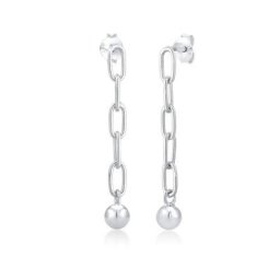 Elli Paar Ohrhänger Ohrhänger Chain Kugel Geo Look Basic 925 Silber