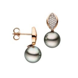 JOBO Perlenohrringe Ohrringe mit Tahiti-Perlen und 44 Diamanten, 585 Roségold