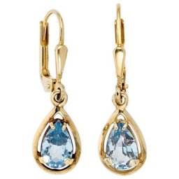 JOBO Paar Ohrhänger Tropfen-Ohrringe, 333 Gold mit synthetischen Spinellen