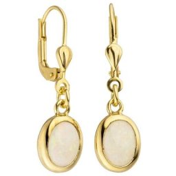 JOBO Paar Ohrhänger Ohrringe mit Opal, 585 Gold
