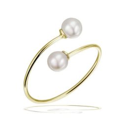 goldmaid Perlenring, 585/- Gelbgold 2 Zuchtperlen 5mm weiß, massiv