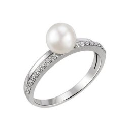 goldmaid Silberring, 925 Sterlingsilber 1 Perle weiß, 18 Zirkonia weiß