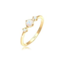 Elli Fingerring Opal Rund Trio Vintage 925er Silber