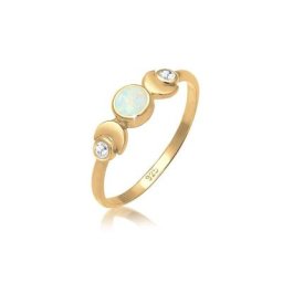 Elli Fingerring Vintage Design Halbmond Opal Zirkonia 925er Silber