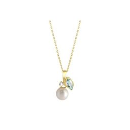 Fascination by Ellen K. Kette mit Anhänger 375 Gold gelb Topas blau Perle Zirkonia