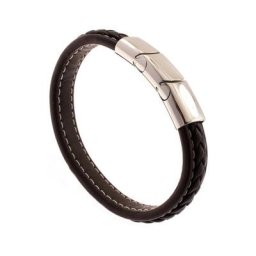 JOBO Armband, aus Leder braun mit Edelstahl 22 cm