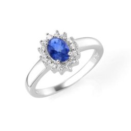 Smart Jewel Ring zauberhaft, farbiger Stein und weiße Zirkonia, Silber 925 Ringe Blau Damen