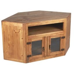 MiaMöbel Mexico TV Eckkommode Glas, Massivholz Pinie Landhaus Mexiko Möbel Mexikanisch
