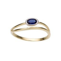 Firetti Goldring Ovale Steinfassung, glanz, rhodiniert, massiv, mit Saphir