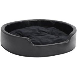 Hundebett Schwarz 79x70x19 cm Plüsch und Kunstleder Vidaxl Schwarz