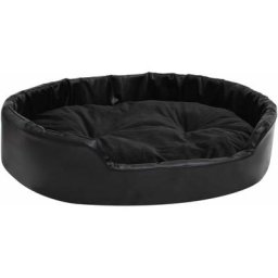 Hundebett Schwarz 90x79x20 cm Plüsch und Kunstleder Vidaxl Schwarz