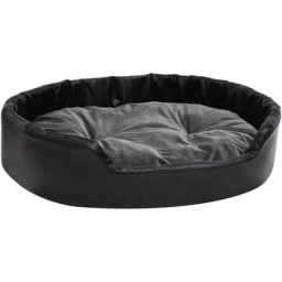 Hundebett Schwarz-Dunkelgrau 90x79x20 cm Plüsch und Kunstleder Vidaxl Schwarz