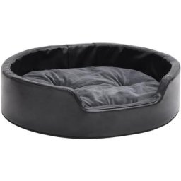 Hundebett Schwarz-Dunkelgrau 69x59x19 cm Plüsch und Kunstleder Vidaxl Schwarz