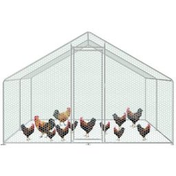 Hühnerstall Hühnerhaus Dach Geflügelstall Verzinkter Stahlrahmen mit pe 3 x 2 x 2 m - Silber
