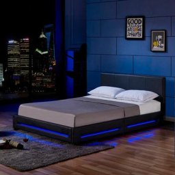 Bett 'asteroid' Inklusive Lattenrost, led Beleuchtung i led Bett, Polsterbett, Design Bett, Bett