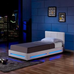 Bett 'asteroid' Inklusive Lattenrost, led Beleuchtung i led Bett, Polsterbett, Design Bett, Bett