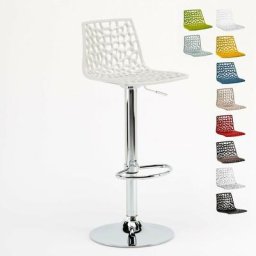 Barhocker mit Fußstütze Hoch Drehbar Höhenverstellbar für Küche Bar Grand Soleil Spider Farbe: Weiß
