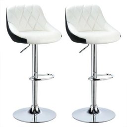 Design 2 farbig Barhocker mit Griff , 2er Set , stufenlose Höhenverstellung , verchromter Stahl ,