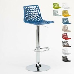 Barhocker mit Fußstütze Hoch Drehbar Höhenverstellbar für Küche Bar Grand Soleil Spider Farbe: Blau