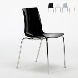 Grand Soleil - Lollipop Stühle Barstuhl Küche Stahlbeine Stapelbar Farbe: Schwarz
