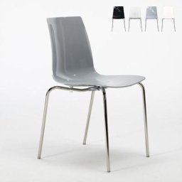 Grand Soleil - Lollipop Stühle Barstuhl Küche Stahlbeine Stapelbar Farbe: Grau