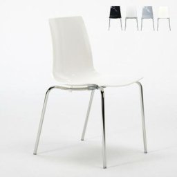 Grand Soleil - Lollipop Stühle Barstuhl Küche Stahlbeine Stapelbar Farbe: Weiß