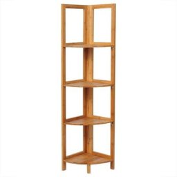 Eckregal Standregal Badregal Küchenregal Leiterregal Bücherregal Bambus 4 Ablagen, Natur - Woltu