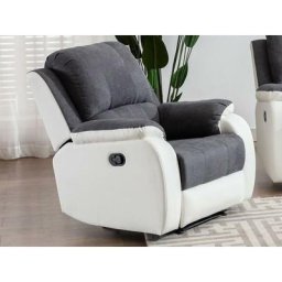 Relaxsessel - Microfaser & Kunstleder - Grau & Weiß - brody - Grau, Weiß