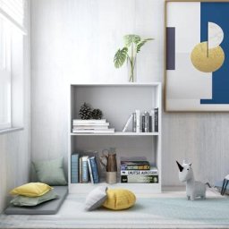Bücherregal Standregal - Raumteiler Hochglanz-Weiß 60x24x74,5 cm Holzwerkstoff BV673492 Bonnevie