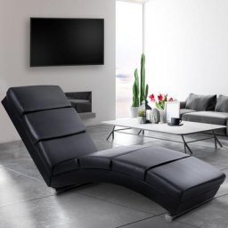 MIADOMODO® Relaxliege - Ergonomisch, Gepolstert, 154x51x73cm, Kunstleder, Schwarz - Wohnzimmer
