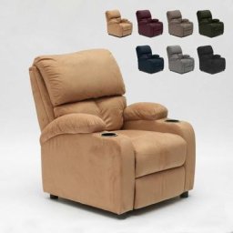 Laura Relaxsessel mit Fußstütze, klappbar, Mikrofaser mit Samteffekt Farbe: Beige