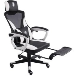 Gaming Stuhl im modernen Racing-Design mit einklappbarer Fußstütze - Gaming Chair mit flexiblen