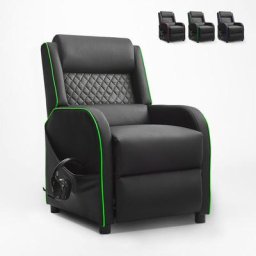 Verstellbarer Gaming Stuhl mit Fußstütze Kunstleder Challenge Farbe: Dunkel Grün