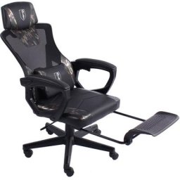 Gaming Stuhl im modernen Racing-Design mit einklappbarer Fußstütze - Gaming Chair mit flexiblen