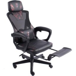 Gaming Stuhl im modernen Racing-Design mit einklappbarer Fußstütze - Gaming Chair mit flexiblen