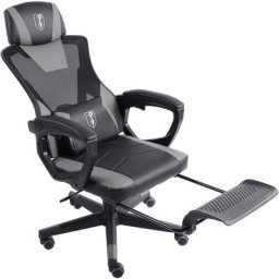 Gaming Stuhl im modernen Racing-Design mit einklappbarer Fußstütze - Gaming Chair mit flexiblen