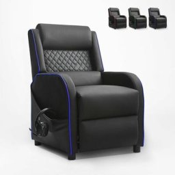 Verstellbarer Gaming Stuhl mit Fußstütze Kunstleder Challenge Farbe: Blau